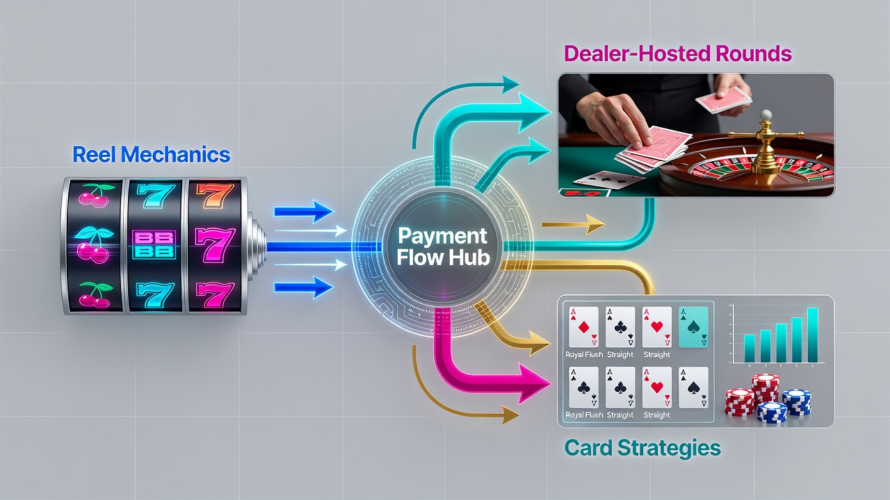 Illustration of loyalty tier progression linked to payment processing across gaming types