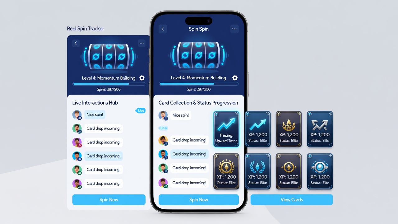 Dashboard view showing tier progression bars and activity summaries from slots, live play, cards, and sports bets